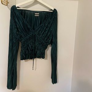 UO Cartia Plisse Surplice Top